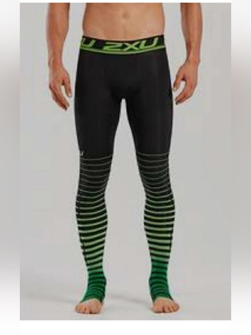 2XU Power Recovery Compression Legging Men’s Green Black Over Foot Medium New
